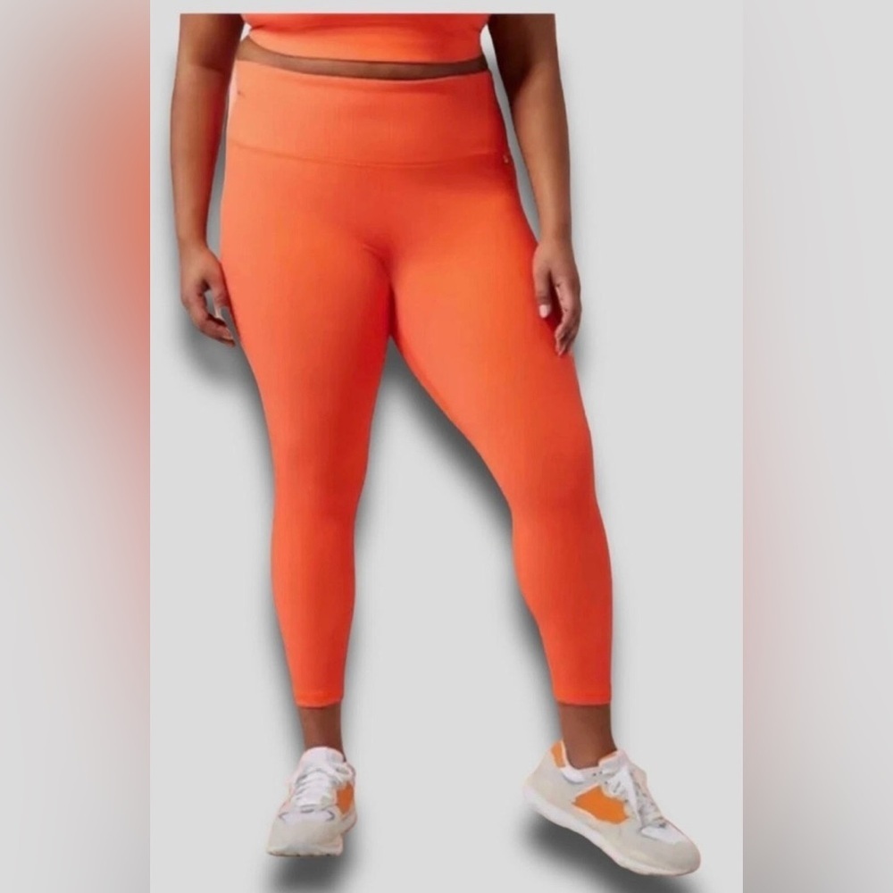 Athleta x Alicia Keys Ribbed Elation Leggings | Large | Jewel Orange